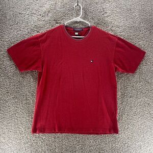 Vintage Tommy Hilfiger Shirt Mens Extra Large Red Short Sleeve‎ Crew Neck Cotton